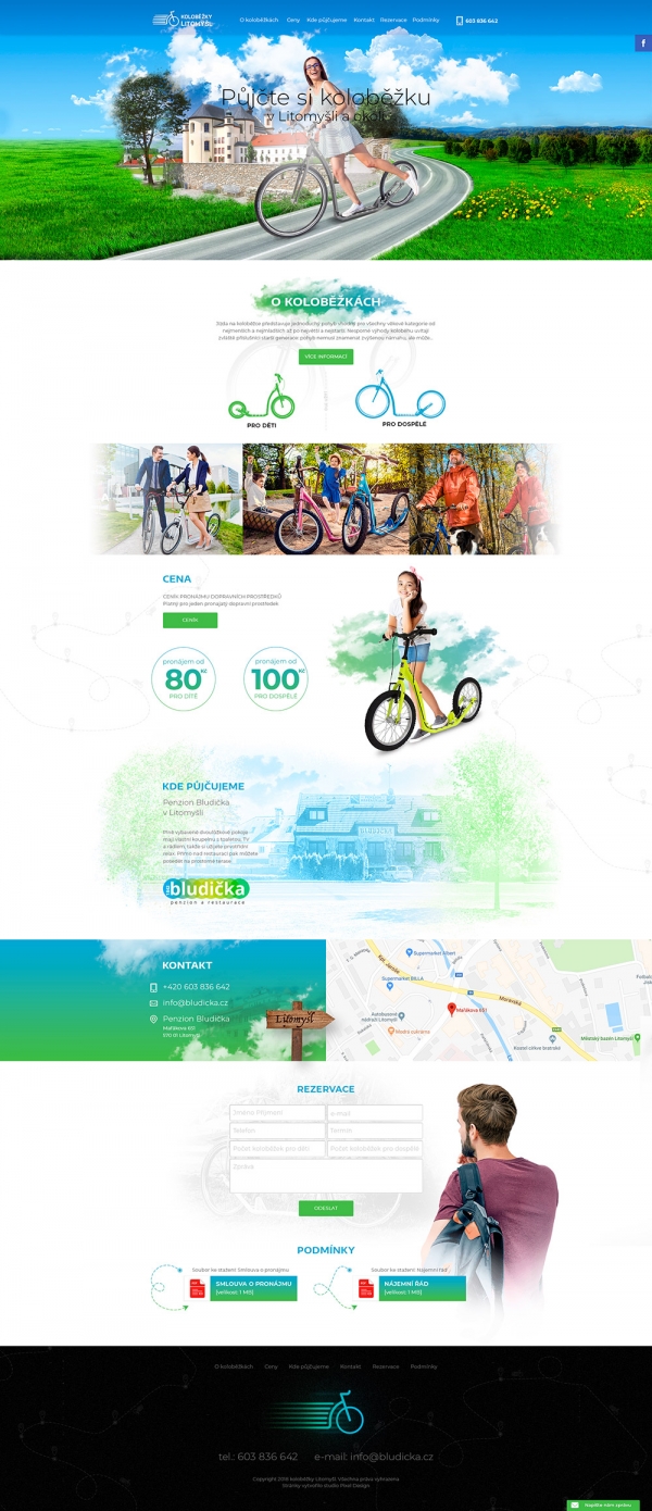 Web pro půjčovnu koloběžek v Litomyšli