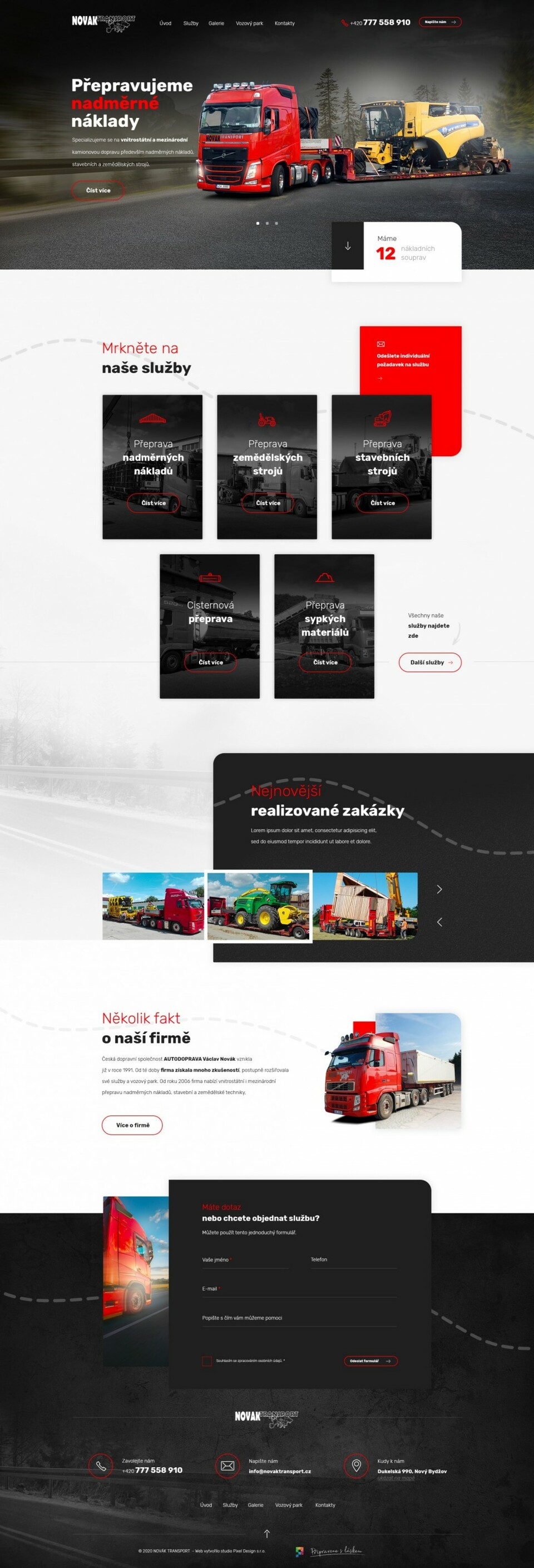 Nový web pro dopravce Novák Transport