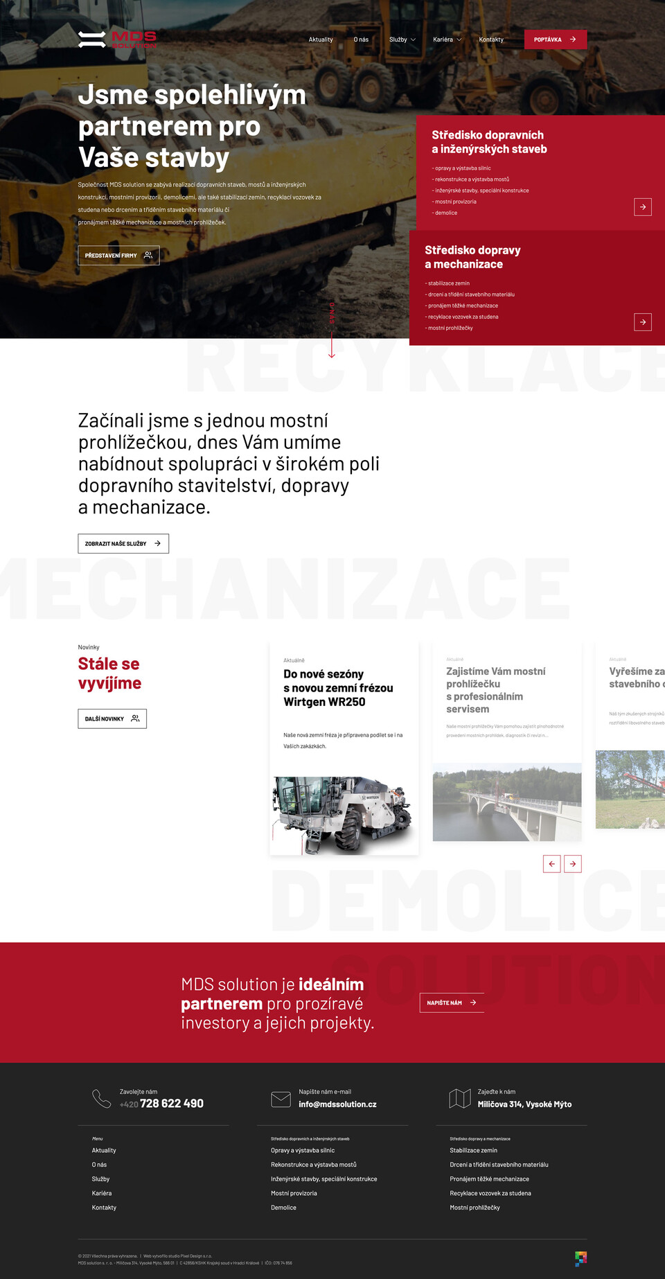 Webové stránky pro stavební společnost MDS Solution